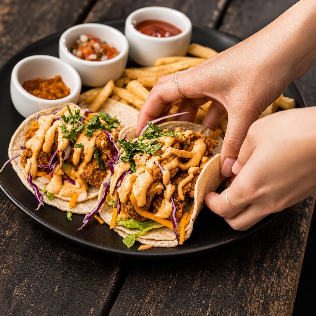 Korean Fried Chicken Taco.