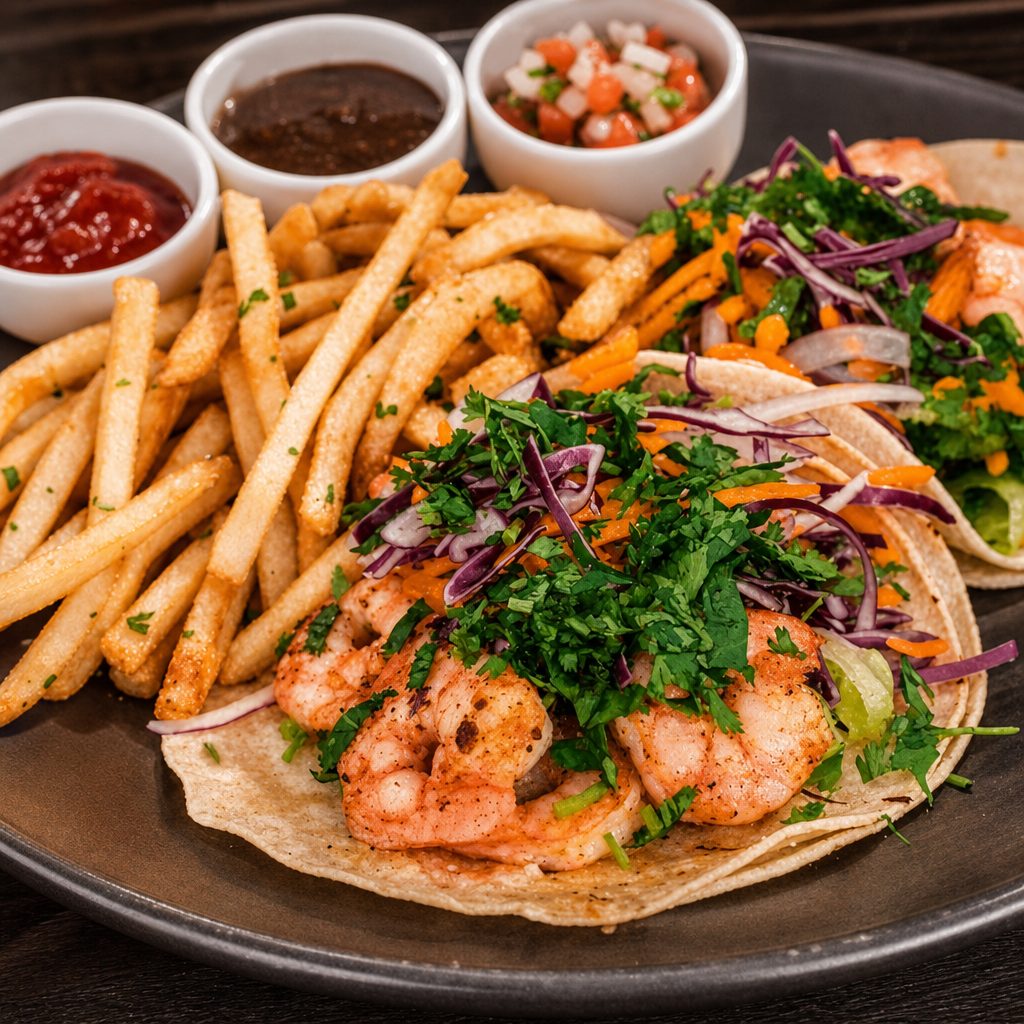 Garlic Butter Shrimp Taco.